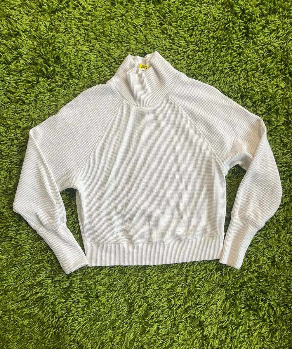 Alo Yoga Waffle Knit Mock Neck Long Sleeve Top White